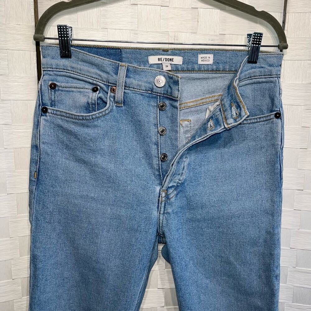 Re/Done Women’s 90’s High Rise Ankle Crop Denim Jeans‎ Size 28 Distressed Hem - Picture 6 of 11